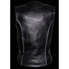 Milwaukee Leather ML1296 Women's Black and Purple Vest with Reflective Tribal Design - Milwaukee Leather Womens Leather Vests