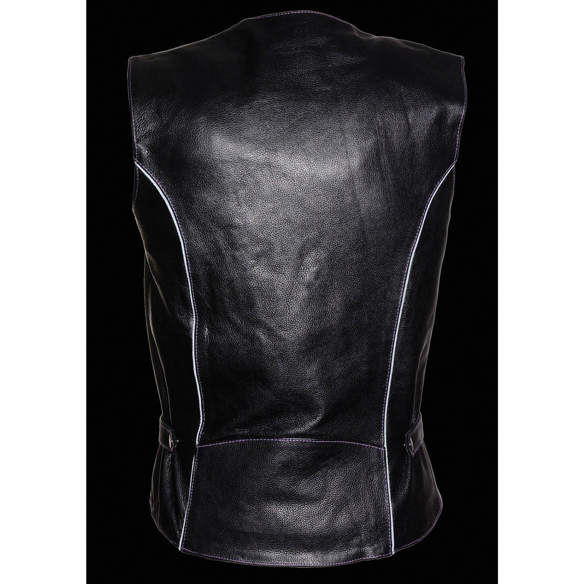 Milwaukee Leather ML1296 Women's Black and Purple Vest with Reflective Tribal Design - Milwaukee Leather Womens Leather Vests