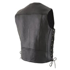Milwaukee Leather ML1369 Men's Black Premium Leather Side Lace Vest with Buffalo Snaps - Milwaukee Leather Mens Leather Vests
