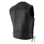 Milwaukee Leather ML1369 Men's Black Premium Leather Side Lace Motorcycle Rider Vest w/ Buffalo Nickel Snaps Closure