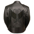 Milwaukee Leather ML1952 Women's Embroidered Wing and Stud Design Black Leather Scooter Jacket with Gun Pocket - Milwaukee Leather Womens Leather Jackets