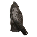 Milwaukee Leather ML1952 Women's Embroidered Wing and Stud Design Black Leather Scooter Jacket with Gun Pocket - Milwaukee Leather Womens Leather Jackets