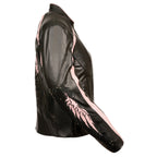 Milwaukee Leather ML1952 Women's Black and Pink Embroidered and Stud Design Jacket with Gun Pockets - Milwaukee Leather Womens Leather Jackets