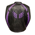 Milwaukee Leather ML1952 Women's Black and Purple Embroidered and Stud Design Jacket with Gun Pockets - Milwaukee Leather Womens Leather Jackets