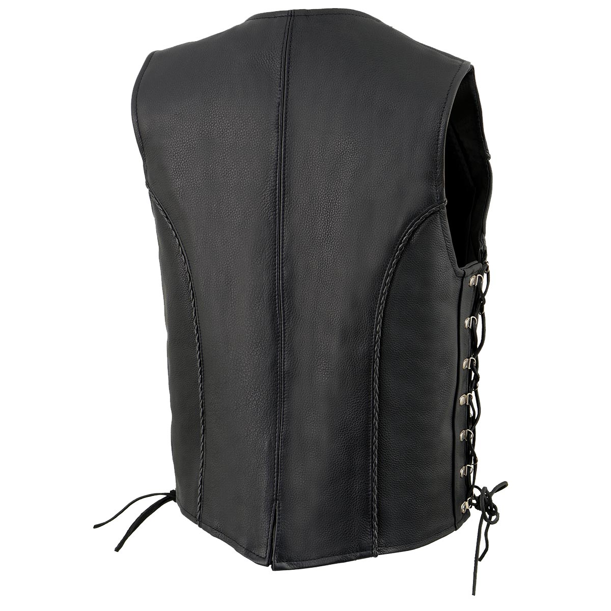 Milwaukee Leather ML2042 Women's Black Braided Premium Leather Motorcycle Rider Vest w/ Side Laces