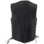 Milwaukee Leather ML2042 Women's Black Braided Premium Leather Motorcycle Rider Vest w/ Side Laces