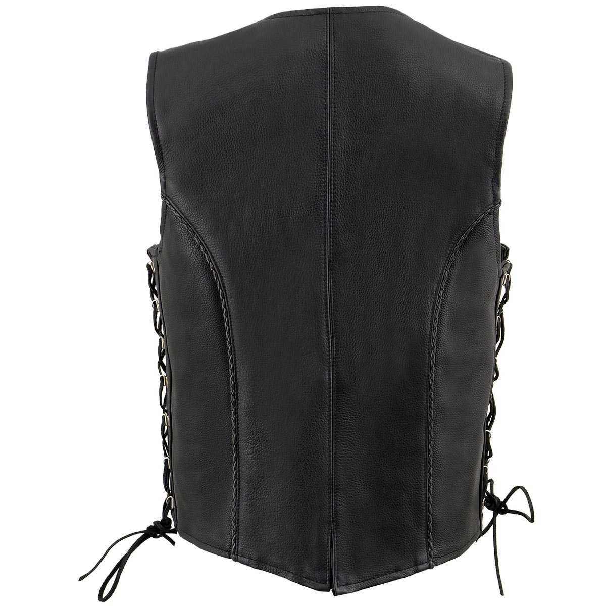 Milwaukee Leather ML2042 Women's Black Braided Premium Leather Motorcycle Rider Vest w/ Side Laces