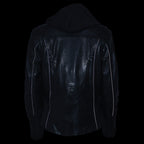Milwaukee Leather ML2066 Women's 3/4 Black Leather Hoodie Jacket with Reflective Tribal Design