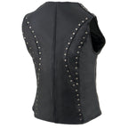 Milwaukee Leather ML2078 Women's Black Premium Leather Motorcycle Rider Vest w/ Studding Detail