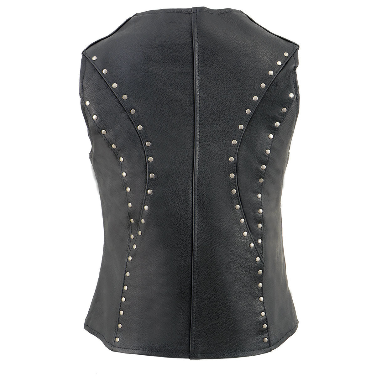 Milwaukee Leather ML2078 Women's Black Premium Leather Motorcycle Rider Vest w/ Studding Detail
