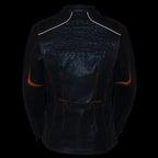 Milwaukee Leather MLL2502 Women's 'Laser Cut' Distressed Black and Purple Scuba Style Racer Jacket