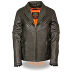 Milwaukee Leather MLL2510 Women's Black Leather Vented Jacket With Side Buckles - Milwaukee Leather Womens Jackets