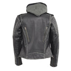 Milwaukee Leather MLL2516 Women's Black Leather Rub off Jacket with Hoodie Jacket - Milwaukee Leather Womens Jackets