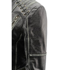 Milwaukee Leather MLL2526 Women's Laced Detail Distressed Grey Leather Jacket