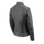 Milwaukee Leather MLL2526 Women's Laced Detail Distressed Grey Leather Jacket