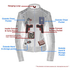 Milwaukee Leather MLL2526 Women's Laced Detail Distressed Grey Leather Jacket