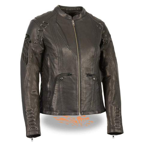 Milwaukee Leather MLL2535 Women's Black Leather Lightweight Scuba Racer Jacket - Milwaukee Leather Womens Jackets