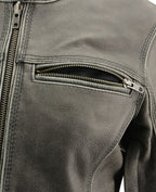 Milwaukee Leather MLL2550 Women's ‘Scooter ‘Distressed Grey Leather Jacket