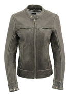 Milwaukee Leather MLL2550 Women's ‘Scooter ‘Distressed Grey Leather Jacket