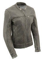 Milwaukee Leather MLL2550 Women's ‘Scooter ‘Distressed Grey Leather Jacket