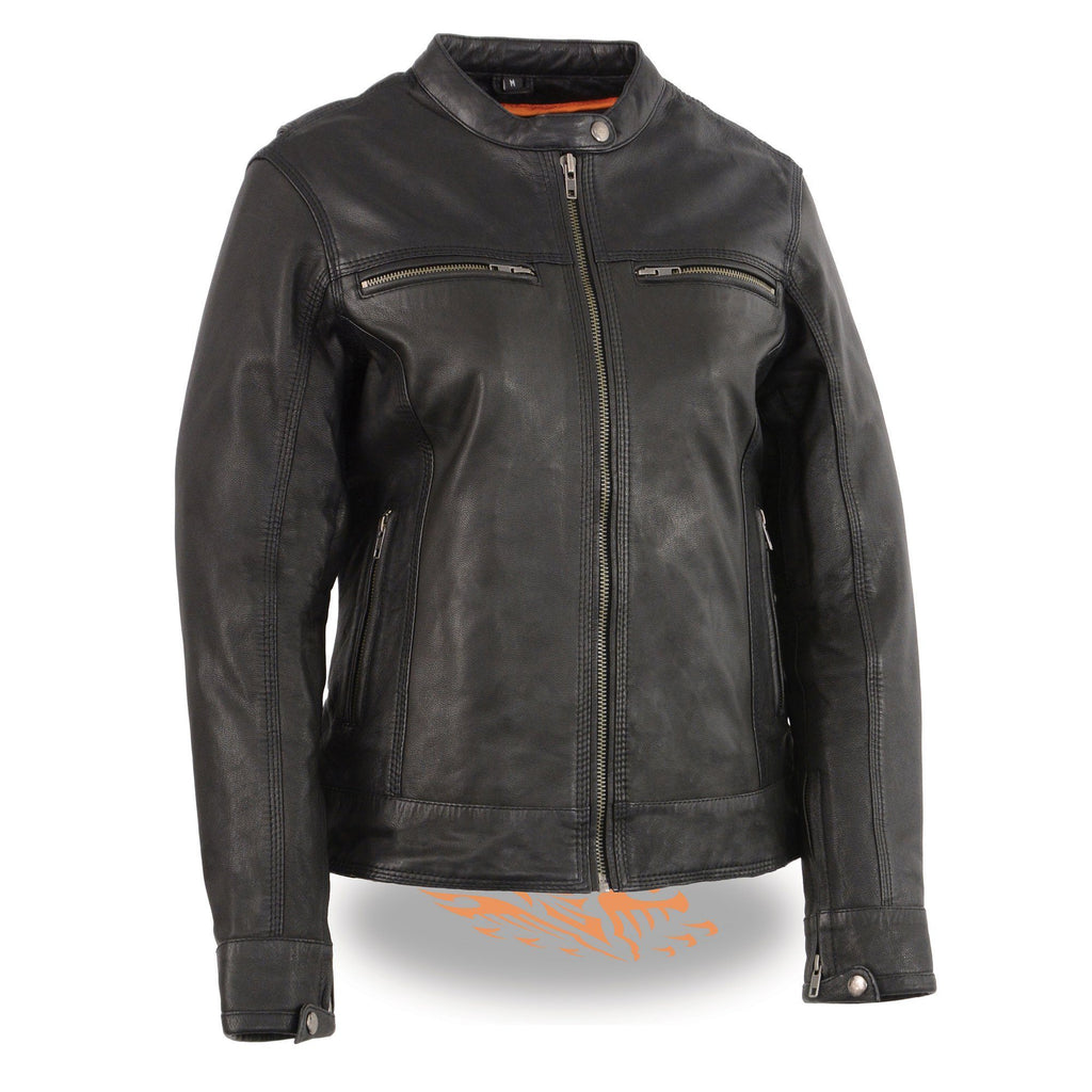 Milwaukee Leather MLL2551 Women's Black Vented Lightweight Leather Triple Stitch Scooter Jacket - Milwaukee Leather Womens Jackets