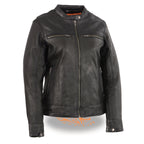 Milwaukee Leather MLL2551 Women's Black Vented Lightweight Leather Triple Stitch Scooter Jacket - Milwaukee Leather Womens Jackets