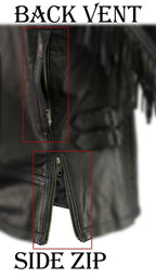 Milwaukee Leather MLL2565 Women's Lightweight Black Leather Racer Jacket with Fringe Detailing