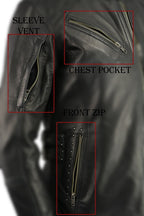 Milwaukee Leather MLL2565 Women's Lightweight Black Leather Racer Jacket with Fringe Detailing