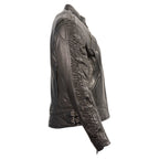 Milwaukee Leather MLL2571 Ladies Black Lightweight Leather Racer Jacket with Crinkled Arm Detailing - Milwaukee Leather Womens Jackets