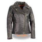 Milwaukee Leather MLL2581 Women's Black Leather Lightweight Long Length Vented Jacket - Milwaukee Leather Womens Jackets