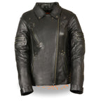 Milwaukee Leather MLL2585  Women's Fitted Belt-less Black Leather Jacket with Rivet Detailing and Gun Pockets - Milwaukee Leather Womens Leather Jackets