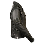 Milwaukee Leather MLL2585  Women's Fitted Belt-less Black Leather Jacket with Rivet Detailing and Gun Pockets - Milwaukee Leather Womens Leather Jackets