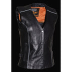 Milwaukee Leather MLL4505 Ladies Black Leather Vest with Stud and Wings Detailing - Milwaukee Leather Womens Leather Vests