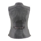 Milwaukee Leather MLL4507 Women's 'Laser Cut' Distressed Black and Purple Scuba Style Vest