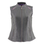Milwaukee Leather MLL4507 Women's 'Laser Cut' Distressed Black and Purple Scuba Style Vest