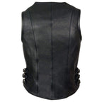 Milwaukee Leather MLL4510 Women's Premium Black Leather Motorcycle Rider Vest w/ Adjustable Side Buckle
