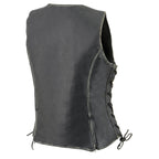 Milwaukee Leather MLL4517 Women's Black Leather Vest with Front Zipper Closure
