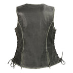 Milwaukee Leather MLL4517 Women's Black Leather Vest with Front Zipper Closure - Milwaukee Leather Womens Leather Vests