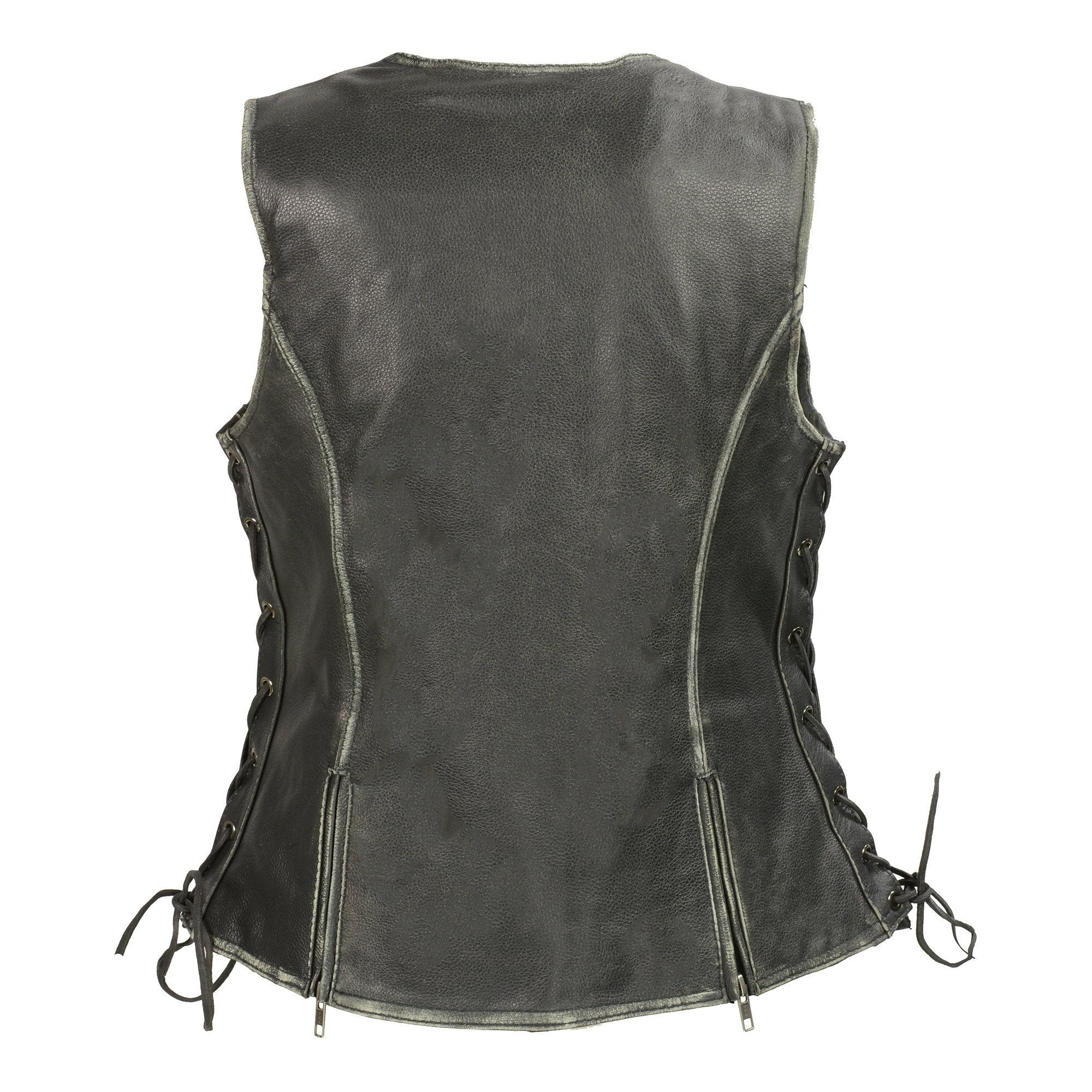 Milwaukee Leather MLL4517 Women's Black Leather Vest with Front Zipper Closure - Milwaukee Leather Womens Leather Vests