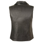 Milwaukee Leather MLL4521 Ladies Black Long Leather Vest with MC Lapel Collar - Milwaukee Leather Womens Leather Vests