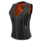 Milwaukee Leather MLL4526 Women's Distressed Grey Leather Vest