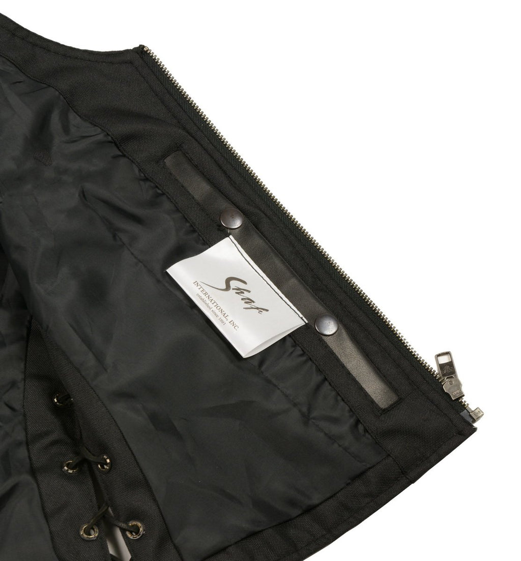 Milwaukee Leather MLL4531 Black Women's Open Neck Side Lace Front Zipper Leather Vest with Gun Pockets - Milwaukee Leather Womens Leather Vests