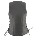Milwaukee Leather MLL4532 Women's Side Laced Premium Black Leather Motorcycle Rider Vest w/ Cool-Tec Leather Treatement