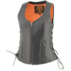 Milwaukee Leather MLL4532 Women's Side Laced Premium Black Leather Motorcycle Rider Vest w/ Cool-Tec Leather Treatement