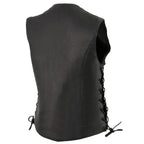 Milwaukee Leather MLL4546 Women's Black Premium Leather Lightweight V-Neck Motorcycle Rider Vest w/ Side Laces