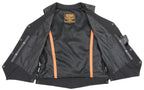 Milwaukee Leather MLL4546 Women's Black Premium Leather Lightweight V-Neck Motorcycle Rider Vest w/ Side Laces