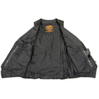 Milwaukee Leather MLL4555 Women's Black Premium Leather Zipper Closure Motorcycle Rider Vest w/ Stretch Side Panel