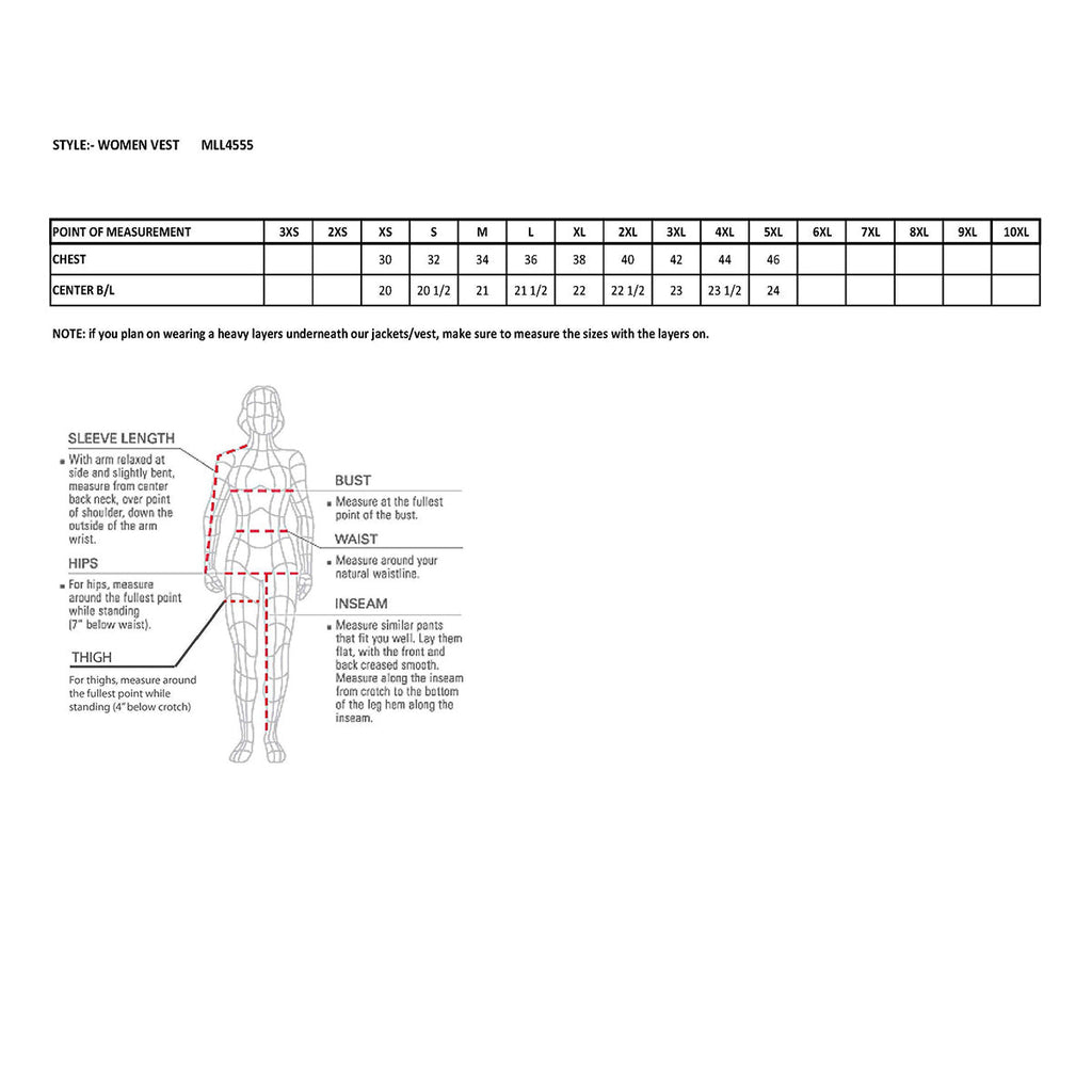 Milwaukee Leather MLL4555 Women's Black Premium Leather Zipper Closure Motorcycle Rider Vest w/ Stretch Side Panel