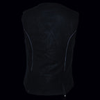 Milwaukee Leather MLL4571 Women's Black Lightweight Motorcycle Leather Vest w/ Crinkled Leather Design