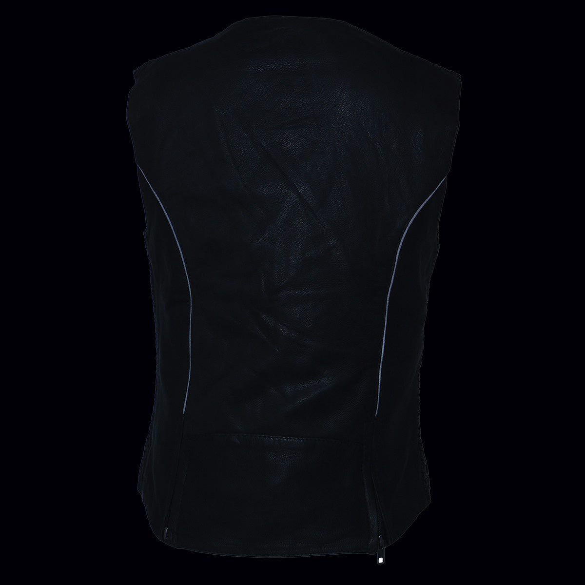 Milwaukee Leather MLL4571 Women's Black Lightweight Motorcycle Leather Vest w/ Crinkled Leather Design